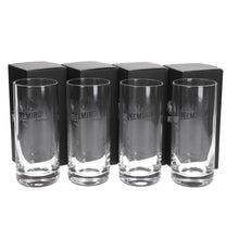 Load image into Gallery viewer, 4 x Nemiroff Vodka Clear Glass Black Branded Logo Brand New & Boxed. BAR. PARTY