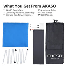 Load image into Gallery viewer, AKASO Large Portable Beach Canopy BT14 wind water and shade cover sun protection