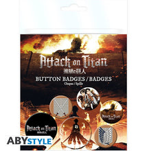 Load image into Gallery viewer, Attack On Titan Characters Button Badge 5 pack . Collectables