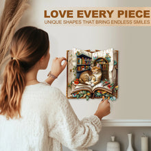 Load image into Gallery viewer, WOODBESTS Cat in the book Wooden Jigsaw Puzzle