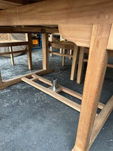 Load image into Gallery viewer, Teak Oval Extending Table 180cm to 240cm and 6 Oxford stacking chairs ( Seconds)