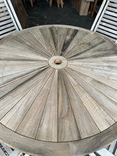 Load image into Gallery viewer, 120cm Sunshine Round Teak Folding Table &4 Hampton chairs Seconds needs sanding