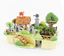 Load image into Gallery viewer, Set of 3 Puzzle & Grow-Build Your Own 3D Farm/Treehouse/Windmill Kits Grow Cress