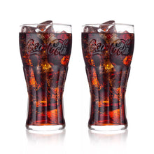 Load image into Gallery viewer, Coca Cola Clear Large Glasses 22oz 650ml party bar mancave collectables SET OF 2