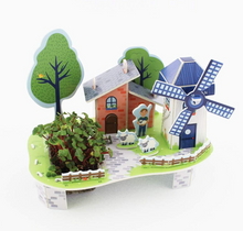Load image into Gallery viewer, Set of 3 Puzzle & Grow-Build Your Own 3D Farm/Treehouse/Windmill Kits Grow Cress