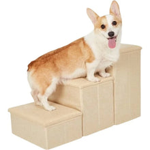 Load image into Gallery viewer, PET AWESOME Dog Stairs with Storage and Adjustable Steps for a Puppy, S.M BEIGE