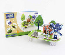 Load image into Gallery viewer, Set of 3 Puzzle & Grow-Build Your Own 3D Farm/Treehouse/Windmill Kits Grow Cress