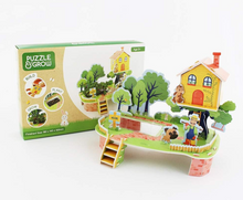 Load image into Gallery viewer, Set of 3 Puzzle & Grow-Build Your Own 3D Farm/Treehouse/Windmill Kits Grow Cress