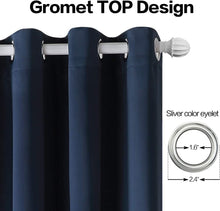 Load image into Gallery viewer, TEKAMON Blackout Curtains 2 Panels Top Eyelet Solid Thermal Insulated Curtains 46X72 GREY