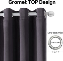 Load image into Gallery viewer, TEKAMON Blackout Curtains 2 Panels Top Eyelet Solid Thermal Insulated Curtains 46X72 GREY