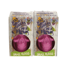 Load image into Gallery viewer, 2 X New Rare PINK Dead Mans Fingers Skull Head Spiced Rum Glass 3/4 pint