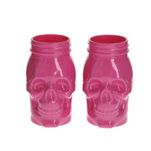 Load image into Gallery viewer, 2 X New Rare PINK Dead Mans Fingers Skull Head Spiced Rum Glass 3/4 pint