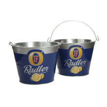 Load image into Gallery viewer, 2 X Fosters Radler Beer Bottle Metal Ice Bucket With Handle
