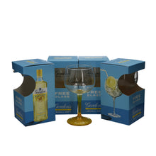 Load image into Gallery viewer, 4 Gordon's Gin Lemon Balloon Glass Yellow Stem Goblet Box New Xmas Gift