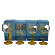 Load image into Gallery viewer, 4 Gordon's Gin Lemon Balloon Glass Yellow Stem Goblet Box New Xmas Gift