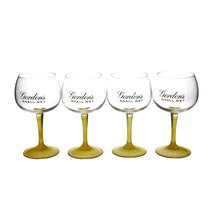 Load image into Gallery viewer, 4 Gordon's Gin Lemon Balloon Glass Yellow Stem Goblet Box New Xmas Gift