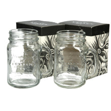 Load image into Gallery viewer, 2 x Brand New 'BOXED KRAKEN BLACK SPICED RUM MASON JAR GLASSES - PUB BAR PARTY.