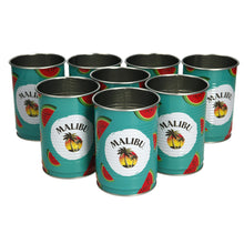 Load image into Gallery viewer, 8 x Malibu Watermelon Drinking Tin/Drinks. Collectables. Bar. Pub
