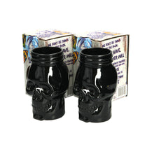 Load image into Gallery viewer, 2 X New Rare BLACK Dead Mans Fingers Skull Head Spiced Rum Glass 3/4 pint