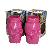 Load image into Gallery viewer, 2 X New Rare PINK Dead Mans Fingers Skull Head Spiced Rum Glass 3/4 pint