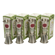 Load image into Gallery viewer, 4 x 25ml/50ml Spirit Measure Double Jigger Tanqueray. Bar. Party. Lime