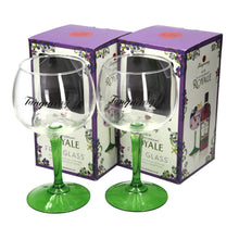 Load image into Gallery viewer, 2 x Tanqueray Royale Green Steamed Balloon Glass. BOXED.COLLECTABLES.Bar. Pub