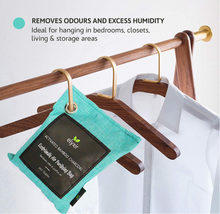 Load image into Gallery viewer, ELYXIR Bamboo Charcoal Air Purifying Bag (4x200g) + 4 Hooks 100% Bamboo Active