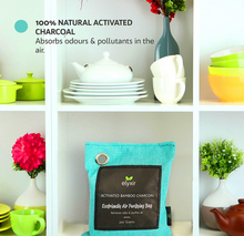 Load image into Gallery viewer, ELYXIR Bamboo Charcoal Air Purifying Bag (4x200g) + 4 Hooks 100% Bamboo Active