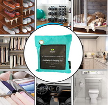 Load image into Gallery viewer, ELYXIR Bamboo Charcoal Air Purifying Bag (4x200g) + 4 Hooks 100% Bamboo Active