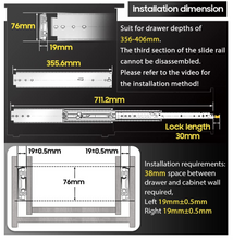 Load image into Gallery viewer, YENUO Heavy Duty Drawer Runners Slides Heavy Draw with Lock 12 inch