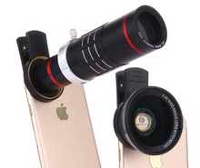 Load image into Gallery viewer, Elecguru HD Clip on Camera Lens Kit Universal 18X Zoom Telephoto Lens 15X Macro