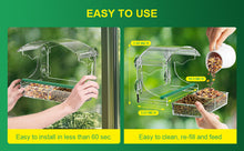 Load image into Gallery viewer, Window Bird Feeders with 4 Strong Suction Cups and Detachable Seed Tray for Small Birds only, BPYOT Acrylic Clear Bird Feeders are Unique Gardening Gifts for Elderly Grandpa/Grandma/Grandparents

