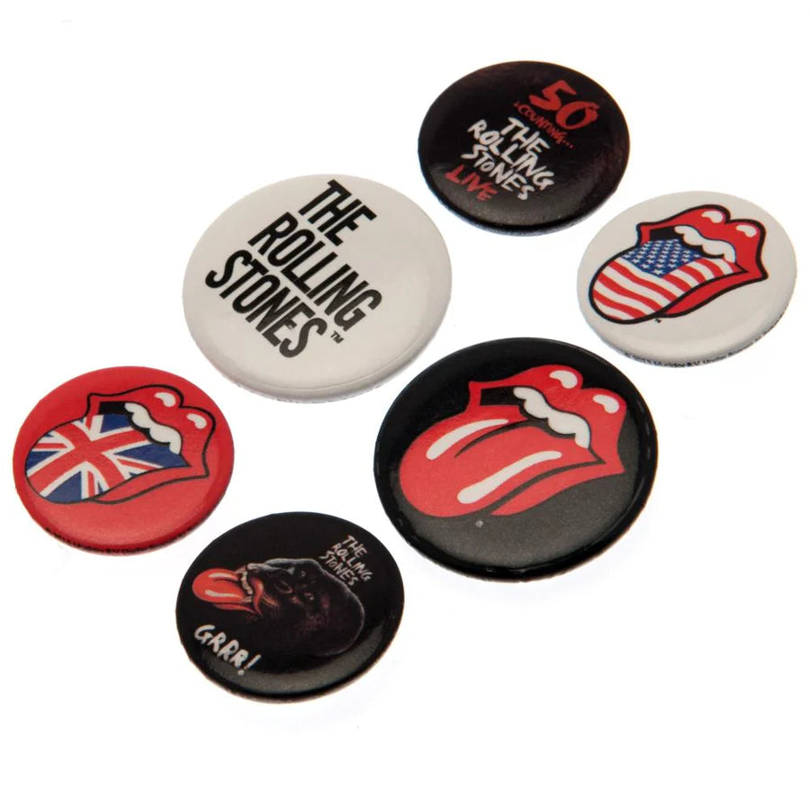 The Rolling Stones Button Badge Set 6PK COLLECTABLES. MUSIC MANIA
