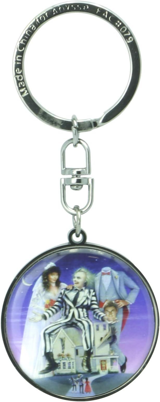 BEETLEJUICE METAL KEYRING KEY CHAIN RING ABYSTYLE OFFICIAL COLLECTABLES