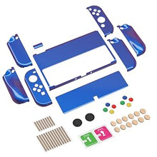 Load image into Gallery viewer, PlayVital AlterGrips Glossy Protective Slim Case for Nintendo Switch OLED, Ergonomic Grip Cover for Joycon, Dockable Hard Shell for Switch OLED w/Thumb Grip Caps &amp; Button Caps - Chameleon Purple Blue
