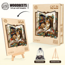 Load image into Gallery viewer, WOODBESTS Cat in the book Wooden Jigsaw Puzzle
