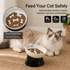Elevated Slow Feeder Bowl - Ceramic Cat Bowl - Tilted Raised Anti Vomiting - Whisker Friendly - Dishwasher & Microwave Safe - 6 Inch