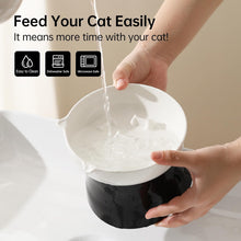 Load image into Gallery viewer, Elevated Slow Feeder Bowl - Ceramic Cat Bowl - Tilted Raised Anti Vomiting - Whisker Friendly - Dishwasher &amp; Microwave Safe - 6 Inch
