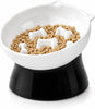 Elevated Slow Feeder Bowl - Ceramic Cat Bowl - Tilted Raised Anti Vomiting - Whisker Friendly - Dishwasher & Microwave Safe - 6 Inch