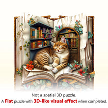 Load image into Gallery viewer, WOODBESTS Cat in the book Wooden Jigsaw Puzzle
