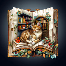 Load image into Gallery viewer, WOODBESTS Cat in the book Wooden Jigsaw Puzzle
