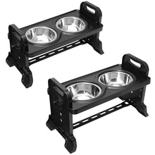 Load image into Gallery viewer, Anti-Slip Elevated Double Dog Bowl Adjustable Height Pet Feeding Dish Stainless Steel Foldable
