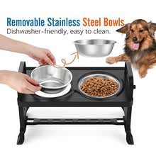Load image into Gallery viewer, Anti-Slip Elevated Double Dog Bowl Adjustable Height Pet Feeding Dish Stainless Steel Foldable
