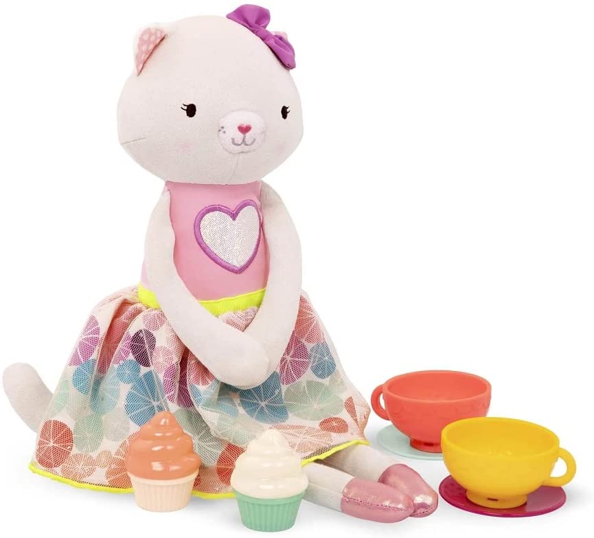 B. Toys - Plush Cat Doll with Board Book & Tea Party Set - Cups & Play Food