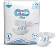 Load image into Gallery viewer, Comfy Life Slip-on Pads Adult Incontinence Diapers with Fixation Tapes 10 Pack Ultra Absorption Slip Nappies Faecal and Urinary Overnight Protection (L, 10, Count)
