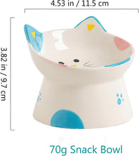 Load image into Gallery viewer, Cute Ceramic Raised Cat Bowls Elevated Design, 15° Tilted Feeder Protect Cat's
