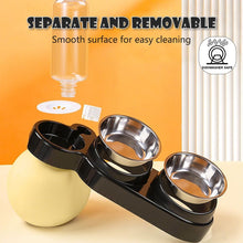 Load image into Gallery viewer, 3-in-1 Cat Food and Water Bowl Set Tilted Stainless Steel Bowls with Stand
