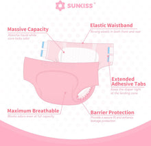 Load image into Gallery viewer, SUNKISS Masterpiece Adult Nappies, High Absorbency, Pink, L/XL, 10 Count Unisex Adult Diapers for Women and Men, Odor Control, Overnight Protection
