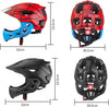 Kids Helmet with Pads Detachable Full Face Bike Helmet, Complete Safety Gear Hard Shell for Cycling, Sports Protective Headgear for Outdoor Sport Cycling Skateboarding (Gray)