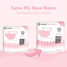 Load image into Gallery viewer, SUNKISS Masterpiece Adult Nappies, High Absorbency, Pink, L/XL, 10 Count Unisex Adult Diapers for Women and Men, Odor Control, Overnight Protection
